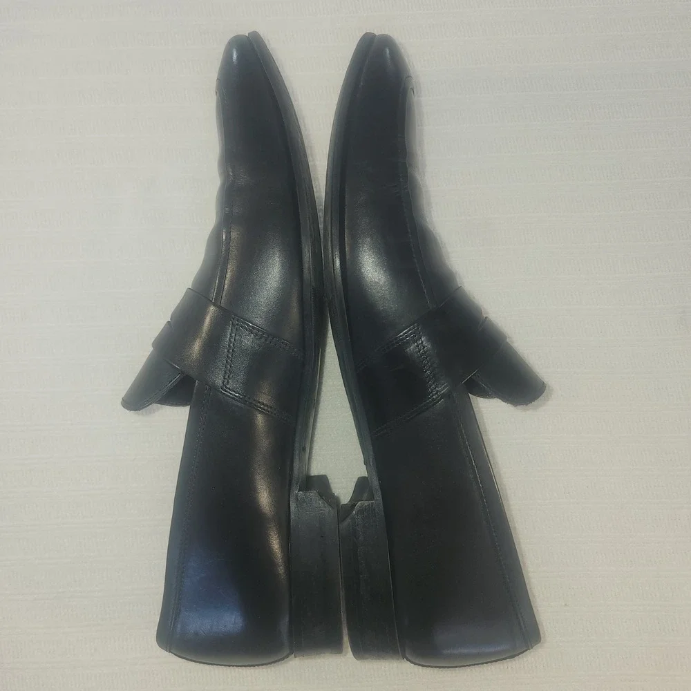 To Boot New York Adam Derrick Mens Black Leather Penny Loafers Size 10 Italy